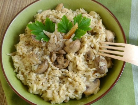 Risotto mit Forelle, Blue Cheese und Champignons