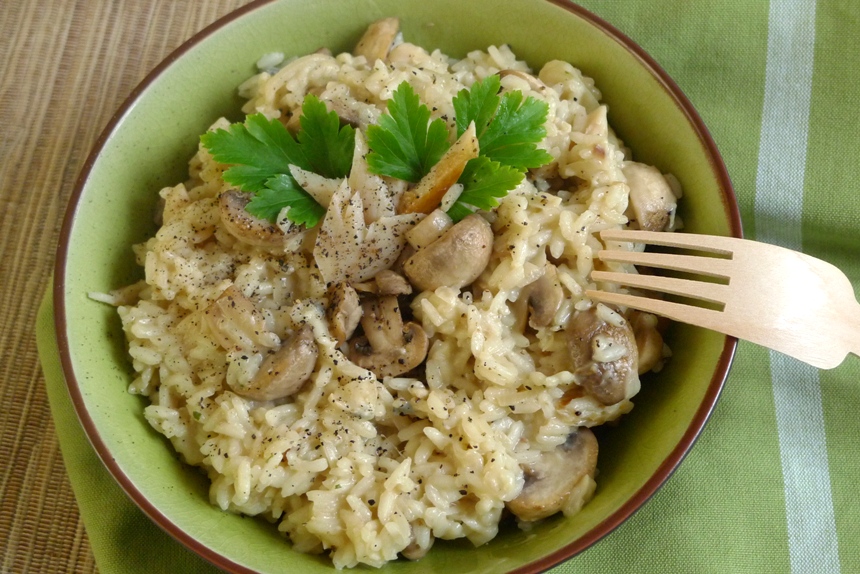 Risotto mit Forelle, Blue Cheese und Champignons